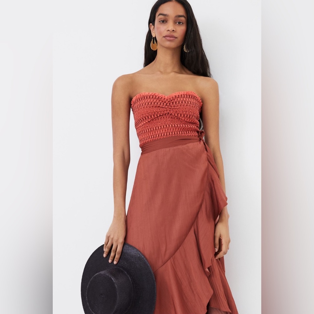 Anthropologie Smocked Sweetheart Tube Top